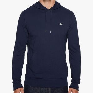 Lacoste Mens Big Fit Hooded T-shirt Hooded Sweatshirt Navy Size Large